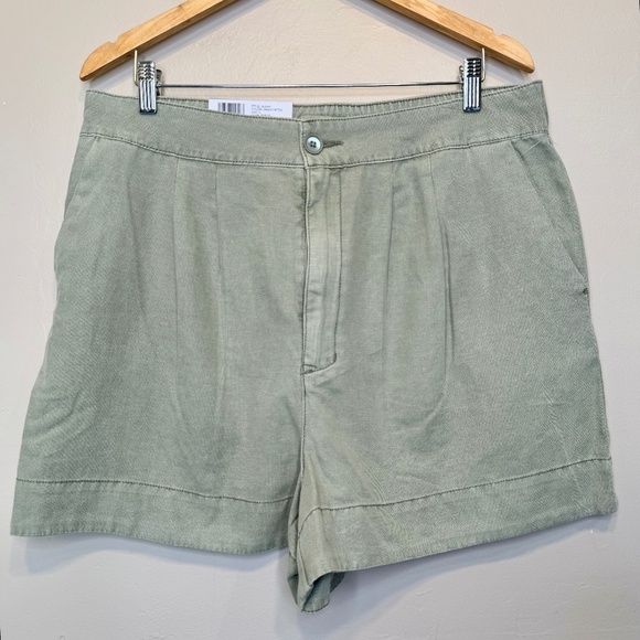 Joie | NWT Faded Cactus Pleated High Rise Washed Olive Green Shorts - Picture 3 of 14
